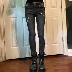 Gray wash Queen hearts jeans